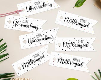 Digitale Geschenkanhänger „Kleines Mitbringsel & Kleine Überraschung“ – Printable Gift Tags – PDF Vorlage – Anhänger zum Ausdrucken