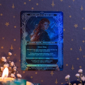 Feyre, High Lady of the Night Court - Originele MTG-compatibele tarotruilkaart - III The Empress - regenboogfolie