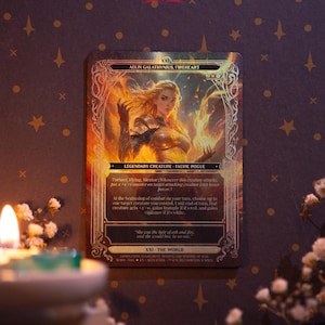 Aelin Galathynius, Fireheart - Originele MTG-compatibele tarotruilkaart - XXI The World Arcana - regenboogfolie