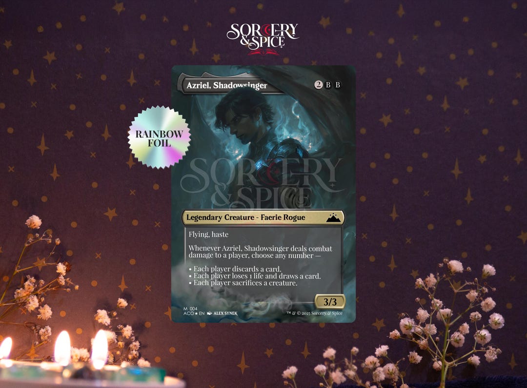 Azriel Shadow Singer Azriel, Shadowsinger - Mtg-compatible Trading Card - Rainbow Foil - Etsy