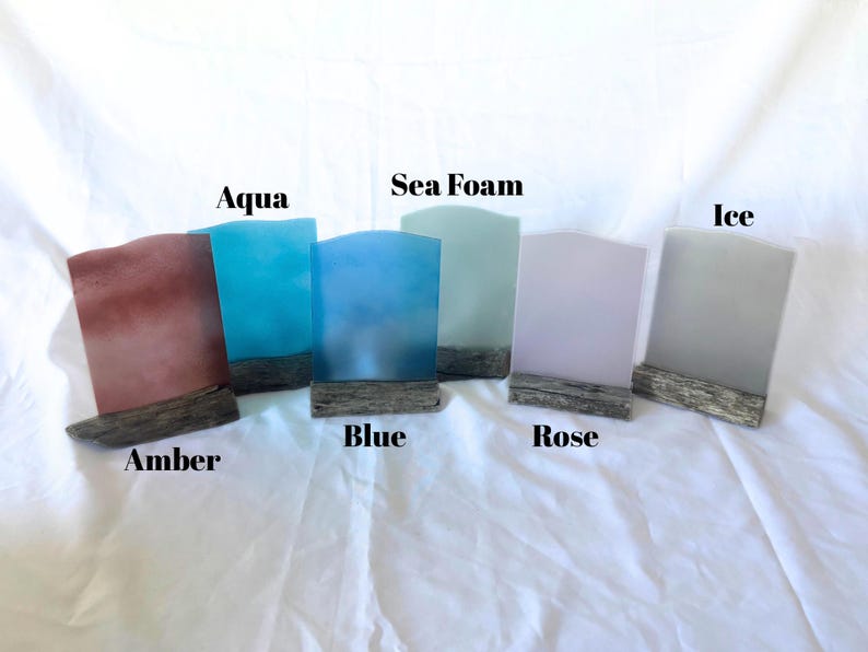 Faux Sea Glass Table Numbers with Driftwood Stands for Coastal Weddings, Acrylic Table Numbers, Real Driftwood Stands, Beach Wedding Table image 8