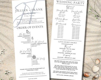 Instant Download Wedding Ceremony Program Template | Canva Ceremony Program | Order of Service| DIY Ceremony Timeline | Modern Wedding Card