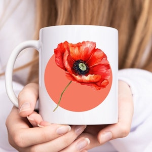 August Birth Flower Mug, Ceramic Birth Month Flower Mug, Birth Flower Cup, Birth Month Birth Flower Gift, Coffee Lover Gift, Friend Gift
