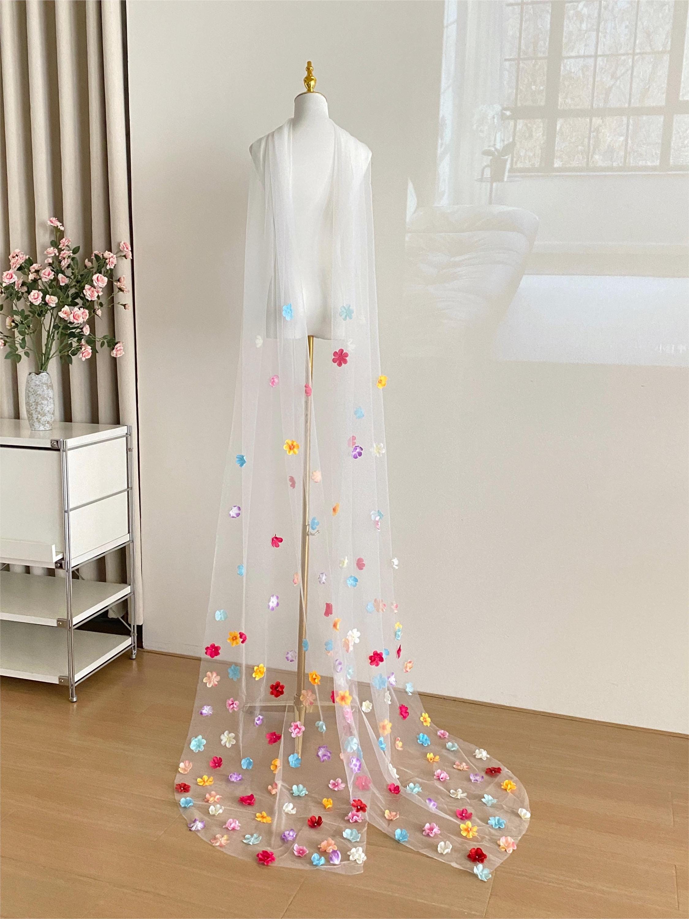 Handmade Floral Tulle Scarf: Bridal Dress Collar Shawl - Etsy
