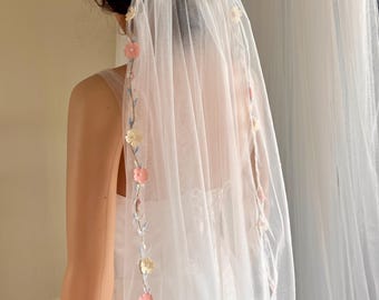 Pearl Veil Bridal Wedding Party Veil with Bow