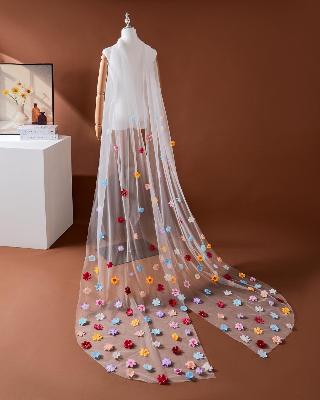 Handmade Floral Tulle Scarf: Bridal Dress Collar Shawl - Etsy