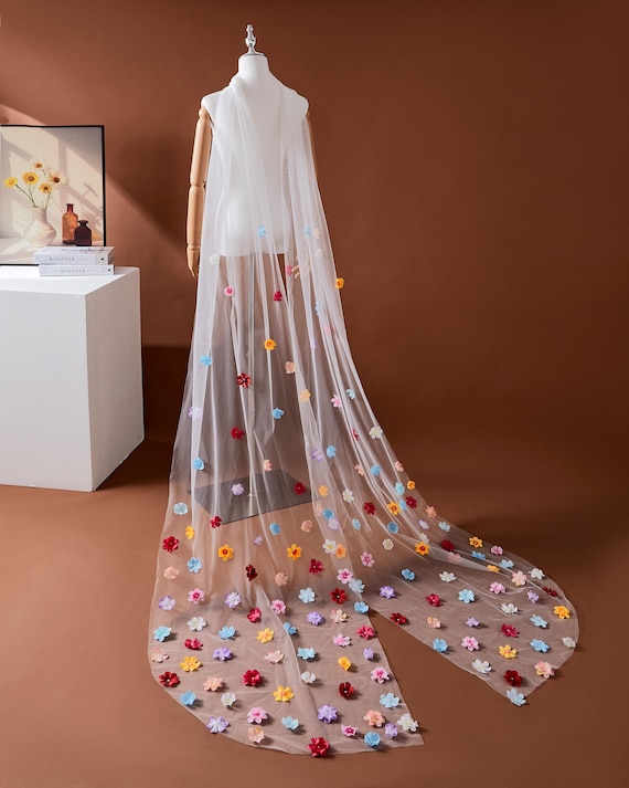 Handmade Floral Tulle Scarf: Bridal Dress Collar Shawl - Etsy
