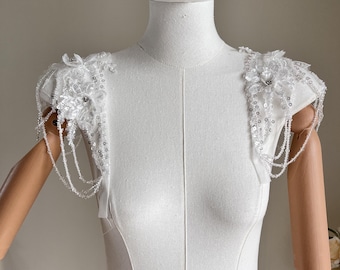 Hand-Sewn Lace Flower Bridal Shoulder Straps: Detachable Wedding Dress Accessory