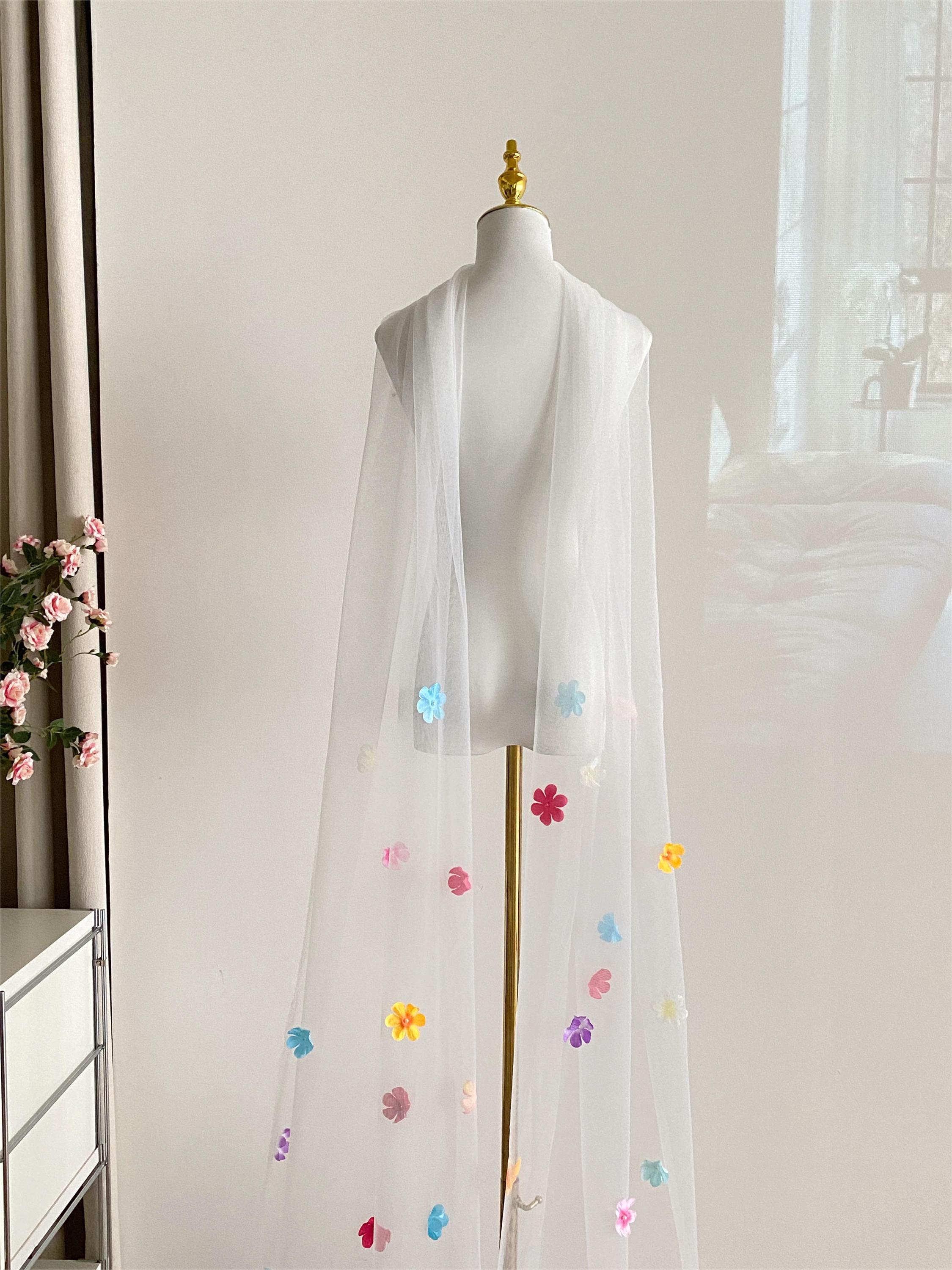 Handmade Floral Tulle Scarf: Bridal Dress Collar Shawl - Etsy