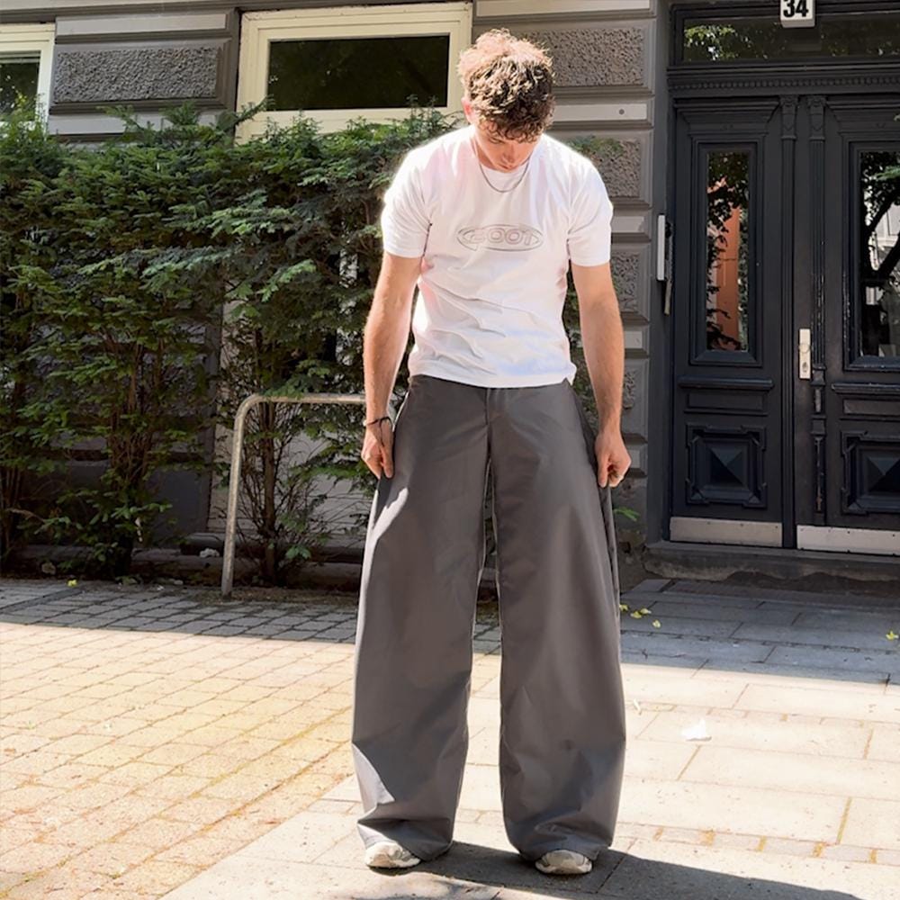 baggy dress pants PLEASE Blue Wide Leg Pleated Dress Trousers Unhemmed Unfinished Bottom they ensure a relaxed fit and ease of movement PDF Sewing Pattern Baggy Curved