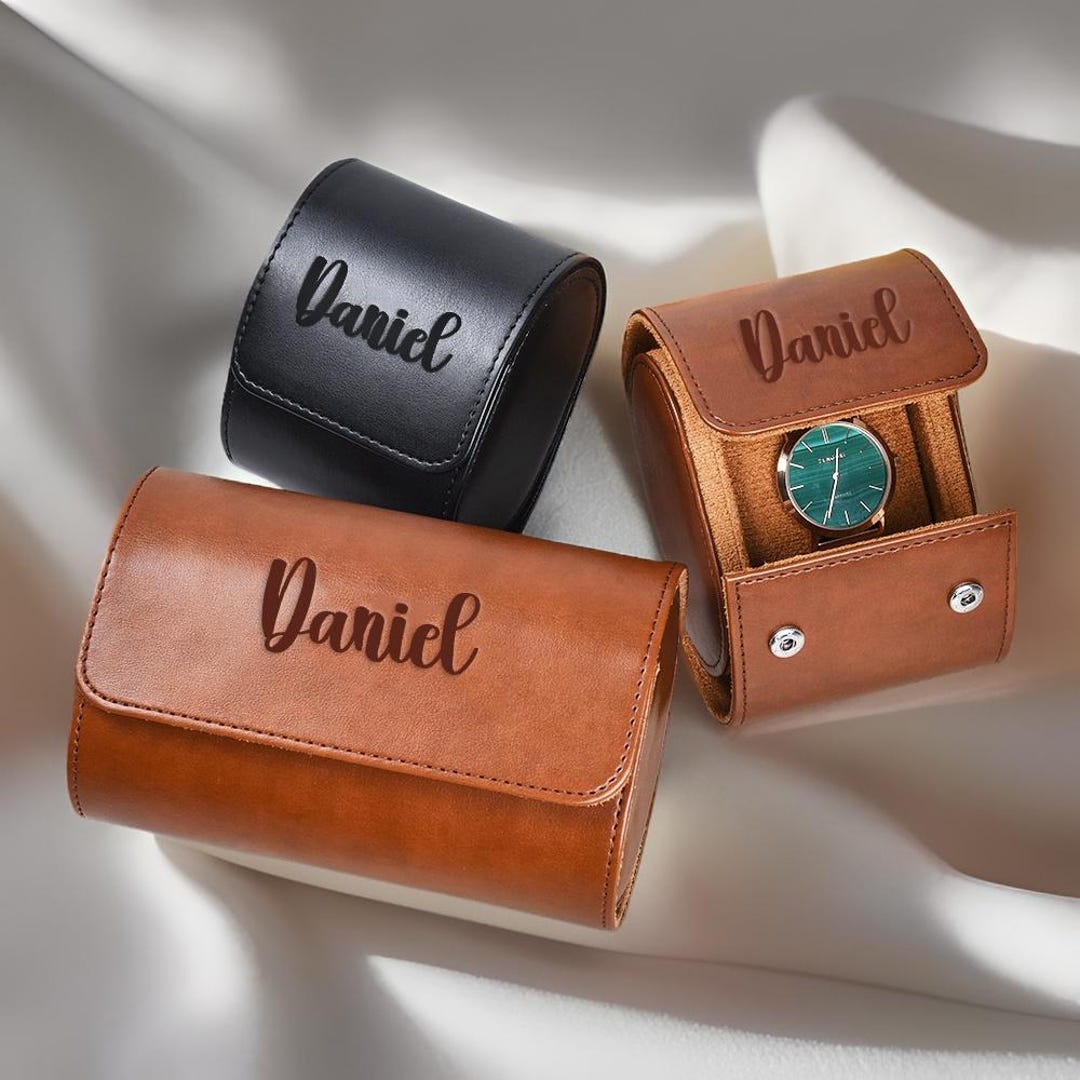 Engraved Leather Watch Case for Men,personalized Groomsman Watch Box ...
