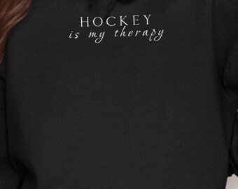 Hockey Is My Therapy-hoodie, unisex hockeyhoodie, cadeau hockeyliefhebber, hockeytherapie-sweater, grappige hockeykleding