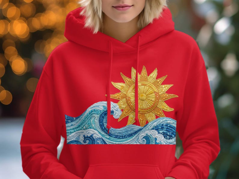 Ocean Waves Sun Hoodie, Beachy Boho Coastal Sweatshirt, Summer Ocean ...