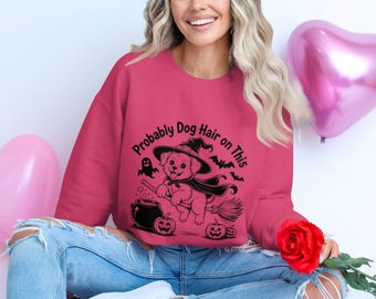 Bluza z psem na Halloween, Pies czarownica, Zabawny Halloween, Sierść psa, Bluza z nadrukiem na Halloween, Duch nietoperza, Uroczy pies, Kostium na Halloween