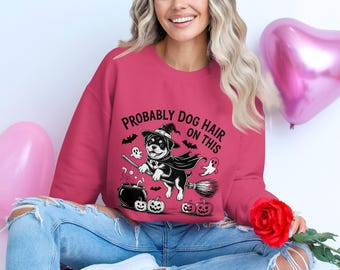 Bluza z psem na Halloween, Pies czarownica, Psia sierść, Słodka, Straszna bluza, Bluza na Halloween, Asystent AI