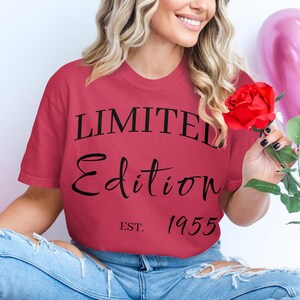 Limited Edition 1955 T-Shirt, Funny Customizable Tee, Comfort Colors 1717, Vintage Birthday Gift, Unisex Clothing, Personalizable Shirt