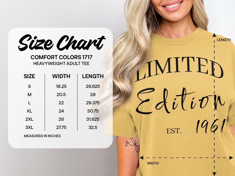 Limited Edition 1961 Tee Customizable Comfort Colors 1717 Unisex Tee Shirt Personalized Funny Gift image 8
