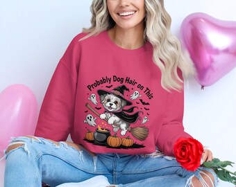 Bluza z psem na Halloween, Pies czarownica, Bluza na Halloween, Uroczy Halloween, Bluza jesienna, Prezent dla miłośnika psów, Pies na Halloween, Asystent AI