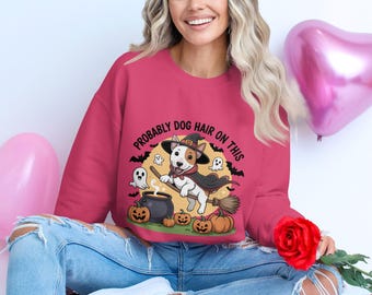 Bluza z psem na Halloween, Bluza z psem czarownicą, Bluza z psią sierścią, Zabawny Halloween, Prezent dla miłośnika psów, Asystent AI