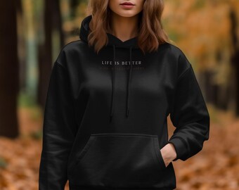 La vie est meilleure avec un sweat à capuche pour mère et père, cadeau de famille unisexe, sweat à capuche confortable pour tous, excellent cadeau pour toute la famille