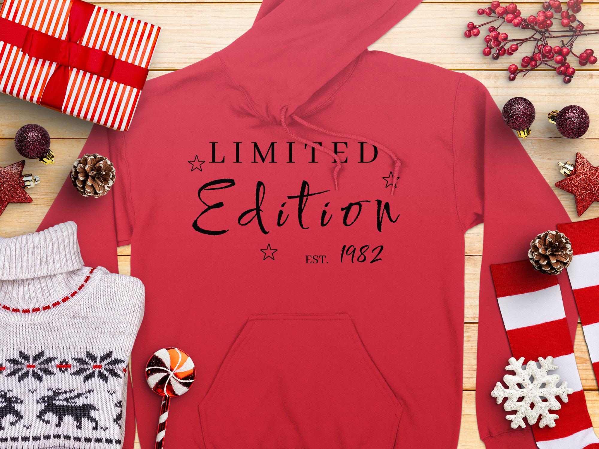 LIMITED EDITION Hoodie EST 1982, Vintage Birthday Hoodie 1982