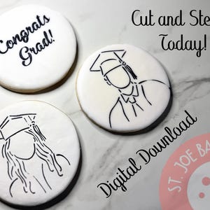 Graduate Cookie Stencil Line Drawing Graduation 2025 Girl Graduate Boy Graduate