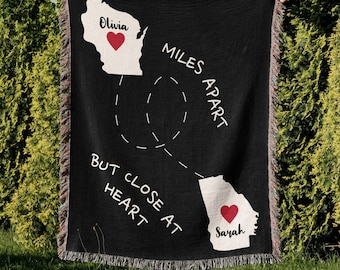 Amistad a distancia, regalo para una relación a distancia, regalo personalizado para una madre a distancia, manta personalizada para una amiga.