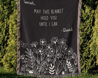 Missing You Gift, Long Distance Gift for Her, Long Distance Relationship, Personalized Woven Blanket, Long Distance Blanket, Custom Blanket