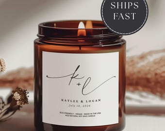 Newly Engaged Gift, Engagement Candle for Couple, Personalized Initials Candle, Engagement Party Gift, Bride and Groom Present