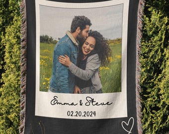 Custom Couple Blanket, One Year Anniversary, Custom Photo Blanket,  Personalized Photo Blanket for Couple, Sentimental Gift, Woven Blanket