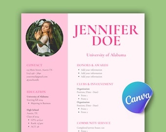 Shades of Pink | Sorority Recruitment Rush Resume and Cover Letter Packet for Sorority Recruitment, Editable, Customizable with Canvas