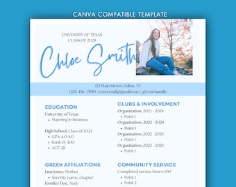 Clean Blue Elegant / Sorority Recruitment Rush Currículum y paquete de cartas de presentación para el reclutamiento de hermandad, editable y personalizable con Canva