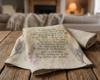 Paño de cocina con diseño floral vintage y oración matutina