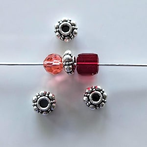 8mm X 3mm .925 Sterling Silver Bali Big Hole Spacer Bead - 3 pieces - Item #160