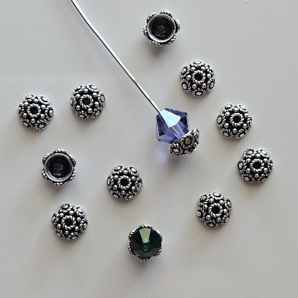 LAST ONE! 6mm .925 Sterling Silver Bali Bead Cap - 6 pieces - Item #150