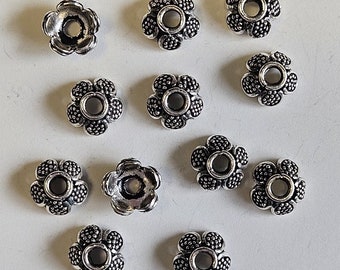 8mm .925 Sterling Silver Bali Bead Cap - 12 pieces - Item #010