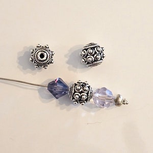 10mm .925 Sterling Silver Round Bali Bead - 2 pieces - Item #168