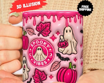 Halloween Mug, Autumn Mug, Fall Mug, 3D Halloween Coffee Mug, Pumpkin Mug, Pumpkin Spice Mug, Ghost Mug, Fall Coffee Mug, Spooky Mug Gift