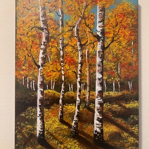 Canvas painting, tree painting,  forest painting