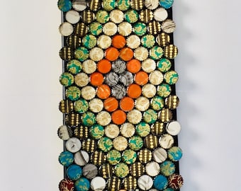 Kickflip Skateboard Art: Recycled Bottle Cap Wall Decor