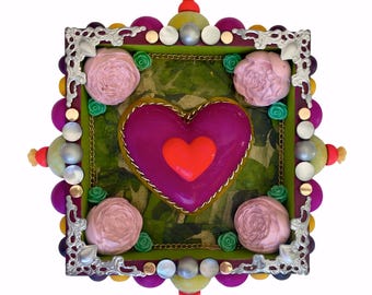 Mixed Media Heart, Mexican Heart, Love Songs- "Bohemian Rhapsody"