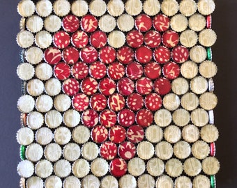 Magenta Heart Bottle Cap Art: Recycled Resin Wall Decor