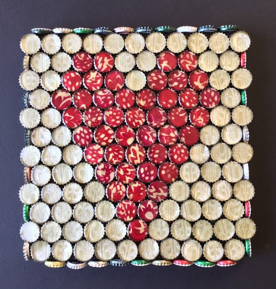 Magenta Heart, Heart Art, Bottle Cap Art, Love Art