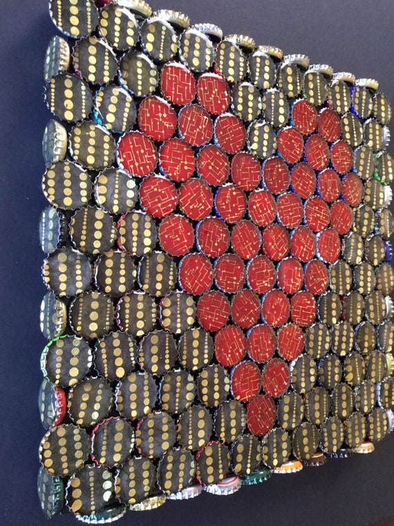 Bottle Cap Art, Heart Art, Red Heart, Love Art