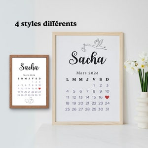 Personalisierter Geburtsposterkalender für Baby- und Kinderzimmer, Vorname, Geburtsdatum, Kalendarium. Mit oder ohne Design.