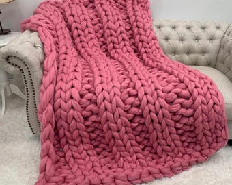 Merino Wool— Beautiful Custom Hand-Knit 100% Natural Sheep’s Wool Blanket