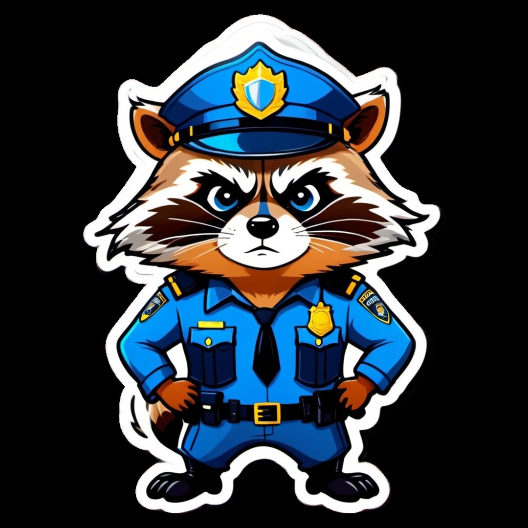 Angry Raccoon Sticker Pack Police Officer Stickers Kiss-cut Stickers ...