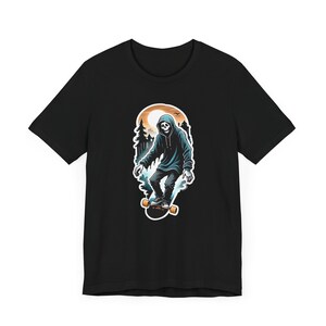 Gruseliges Halloween T-shirt - Unisex Skateboard Geist T-shirt - Lustiges Halloween Oberteil - Einzigartiges Halloween Geschenk