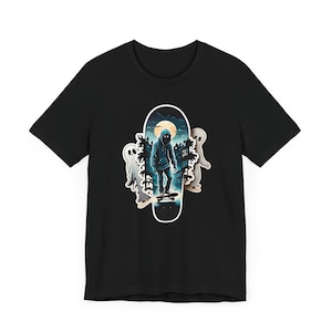 Skateboard Geist T-Shirt - Gruseliges Halloween Shirt - Unisex Skateboard Geist T-shirt - Halloween Geschenk