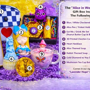 Alice In Wonderland Girls Gift Box, Birthday Gift Box, Kids Gifts, Christmas Gifts For Kids, Custom Girl Gifts, Unique Kid Gift, Tween Gifts image 2